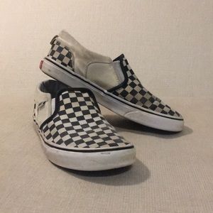 Vans black/white checker slip-ons
